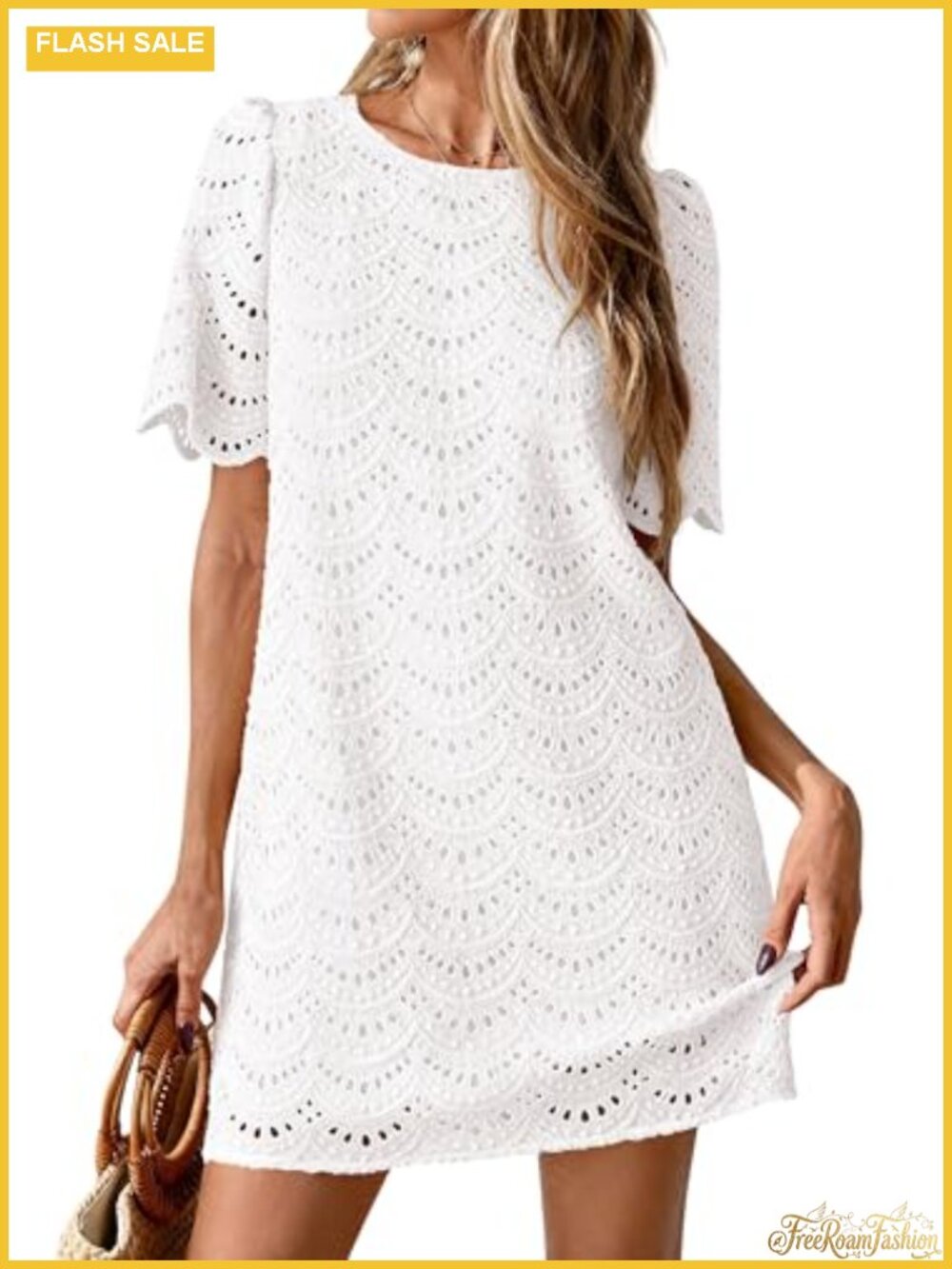 Women's Summer Eyelet Lace Short Dress